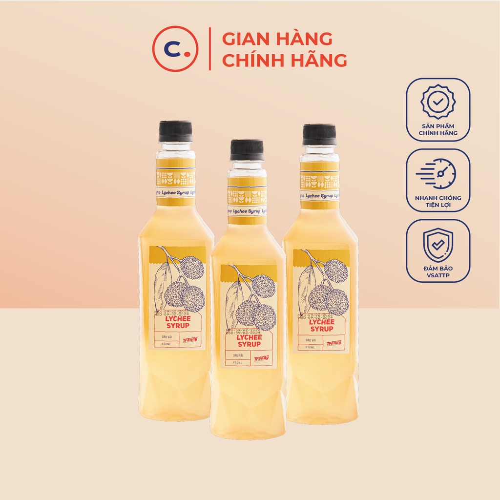 Syrup Trendy 830ml - Chuyên dùng cho pha chế đồ uống, trà sữa, trà hoa quả