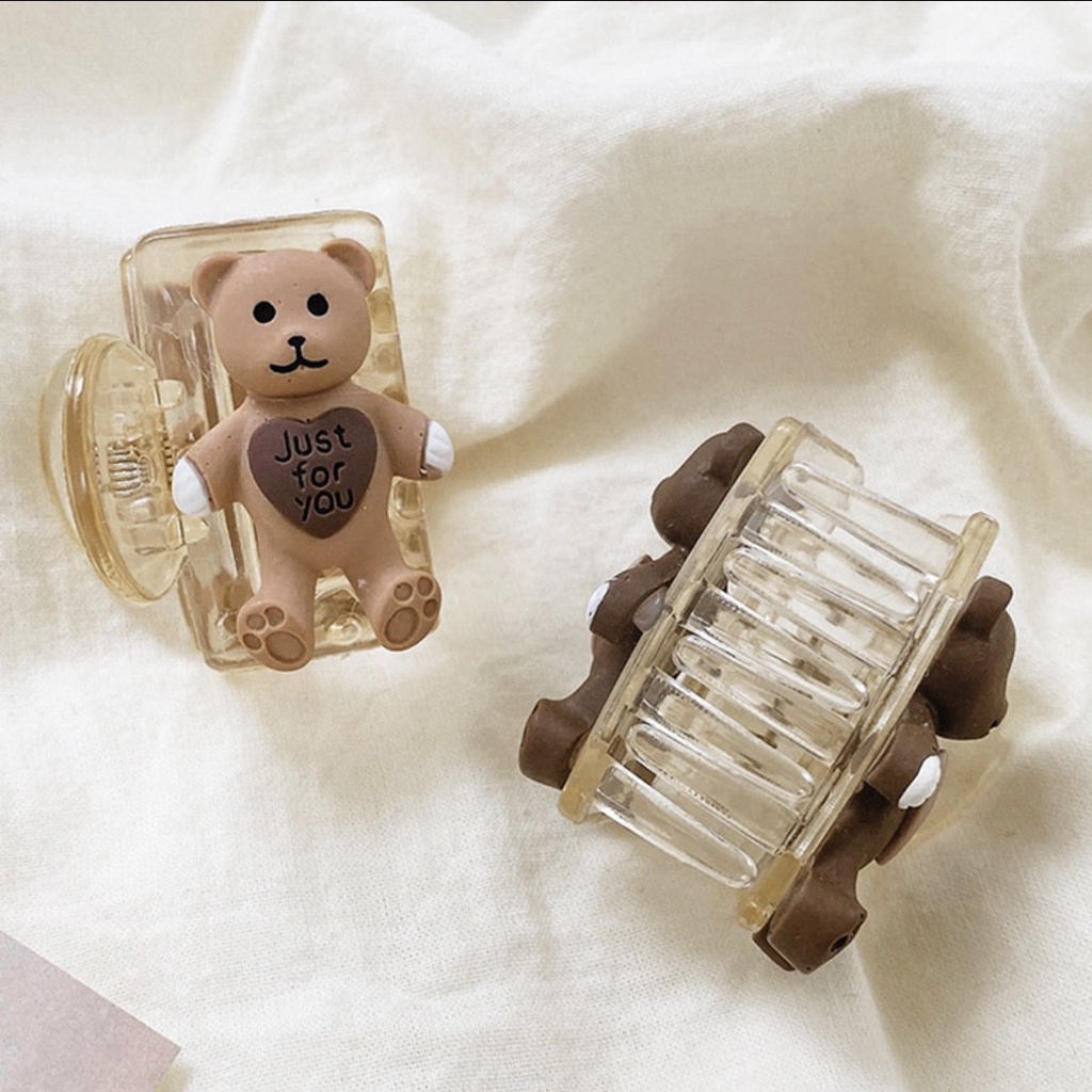 [Hàng thiết kế] Kẹp tóc đuôi ngựa nhỏ họa tiết chú gấu phong cách Hàn Quốc dễ thương