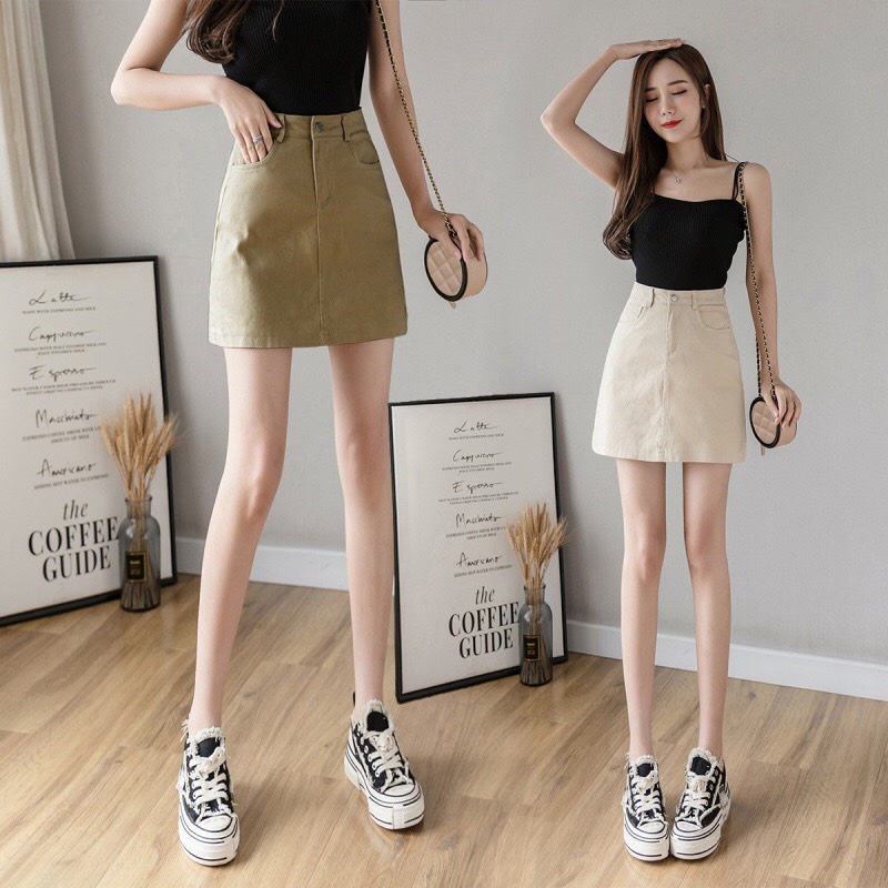 Chân váy chữ a ngắn Gen J, Váy Kaki công sở trơn lưng cao có quần trong - CV 0012 | BigBuy360 - bigbuy360.vn