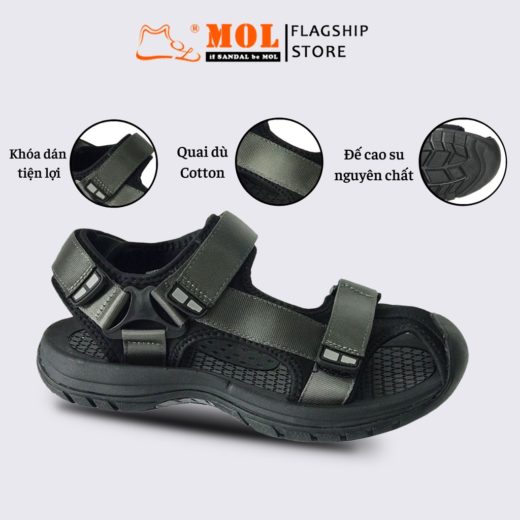 Giày Sandal Nam Bít Mũi Hiệu Rova Đế Cao Su Quai Dù Đi Làm Đi Phượt Đạp Xe Màu Xám Mã RV25