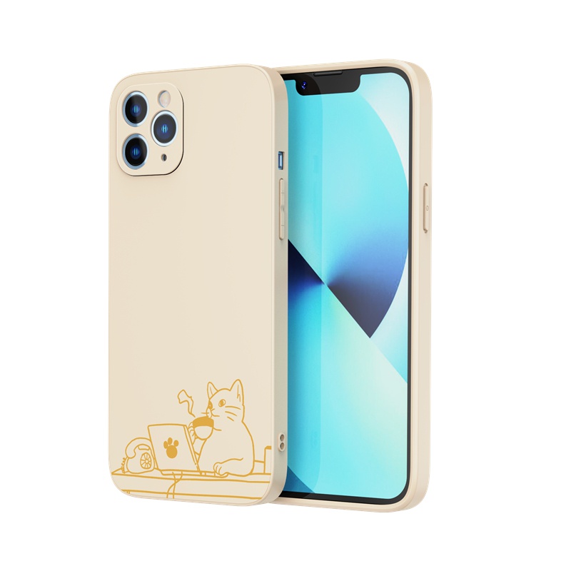 Ốp lưng iphone Ốp điện thoại Suntaiho silicon họa tiết mèo cà phê thích hợp cho iPhone 13 12 11 Mini Pro X XR XS Max 7 8 Plus