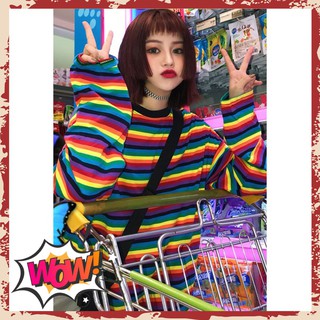 Áo dài tay cầu vồng ulzzang
