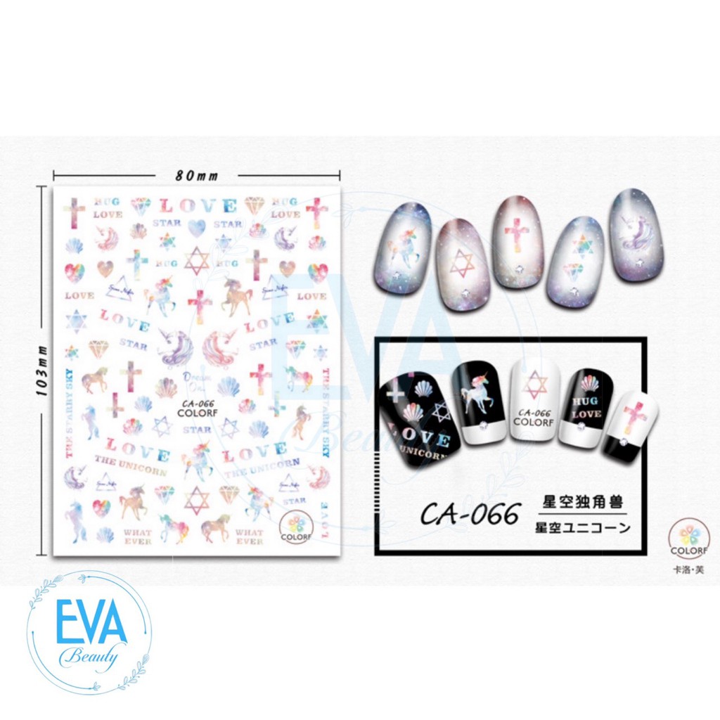 Decal Dán Móng Tay 3D Nail Sticker Tráng Trí Hoạ Tiết Ngựa Pony Thiên Thần CA065 - CA068