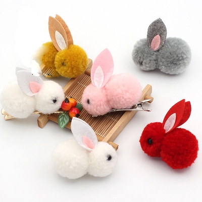 1 con thỏ bằng bông nguyên liệu làm trâm 5.5cm dùng để thiết kế phụ kiện trang sức cổ trang lolita có sẵn
