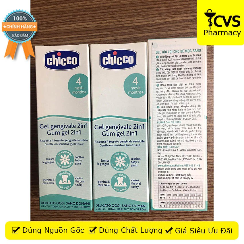 Gel Bôi Lợi Cho Bé Mọc Răng Chicco 30ml - xoa dịu lợi sưng đau cho bé từ 4 tháng tuổi - cvspharmacy