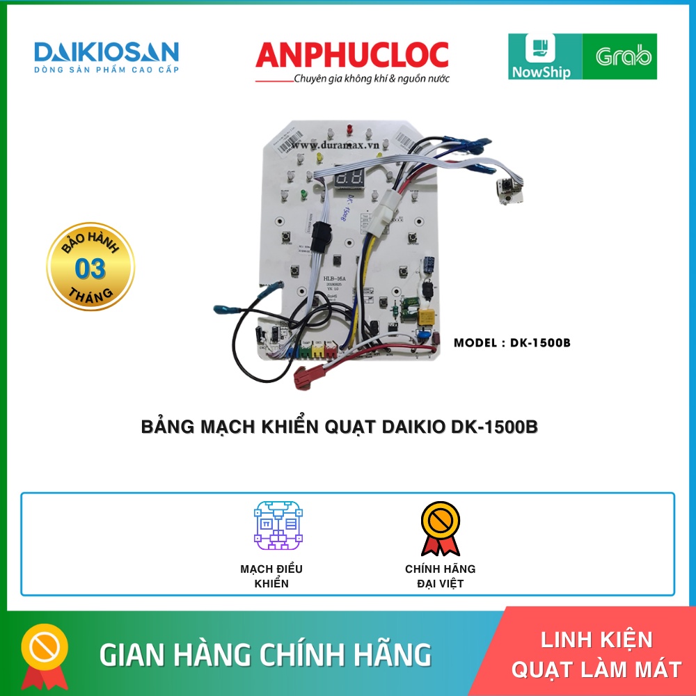 [DKA-01500B/DK-1500B] Bảng mạch điều khiển máy làm mát Daikiosan/Daikio DKA-01500B. DK-1500B