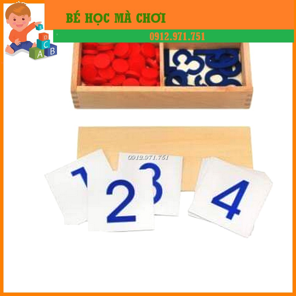 Giáo cụ Montessori - Thẻ số và đếm số (Number Cards &amp; Counters)