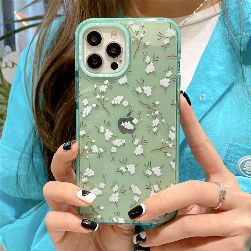 เคส iPhone สำหรับ iPhone 11 Pro Max / iPhone12 / iPhone X / iPhone 7 Plus / iPhone 8 / iPhone 6 / iPhone 11 เคสโทรศัพท์กันกระแทกลายดอกไม้ขนาดเล็กเคสใส TPU นุ่ม