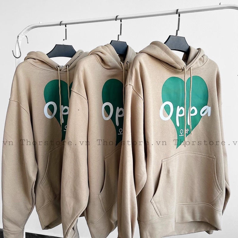 Áo hoodie nam nữ,in chữ Oppa form rộng