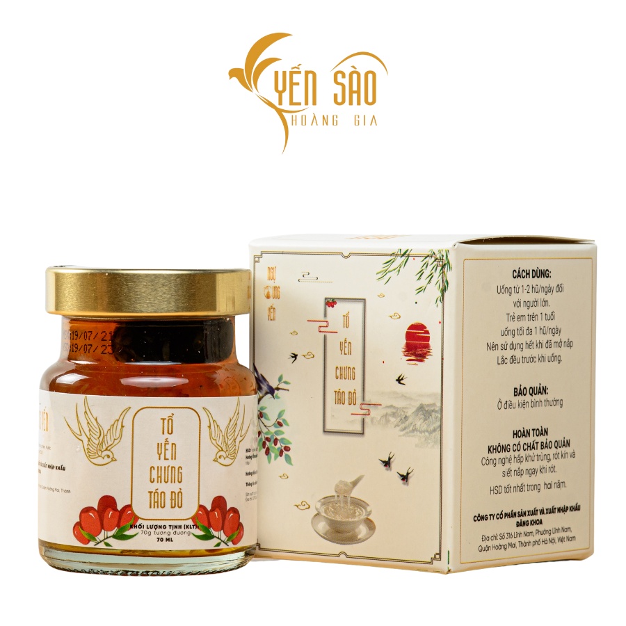 Yến Sào Ngự Cung Hoàng Gia set 6 hũ nguyên chất táo đỏ 70ml