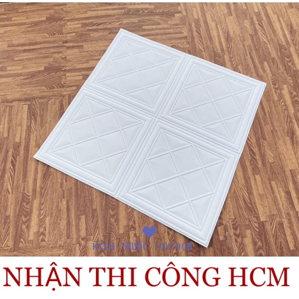 Xốp 3D Ô Vuông Chéo Kích Thước 70cm*70cm Sẵn Keo Bóc Dán Tiện Lợi