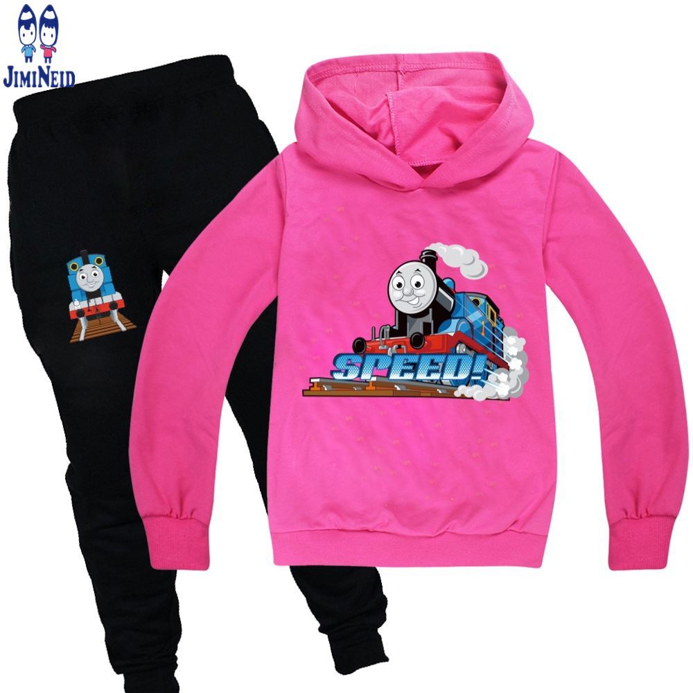 Bộ 2 Món Áo Hoodie Tay Dài In Hoạt Hình Thomas + Quần Dài Cho Bé Trai