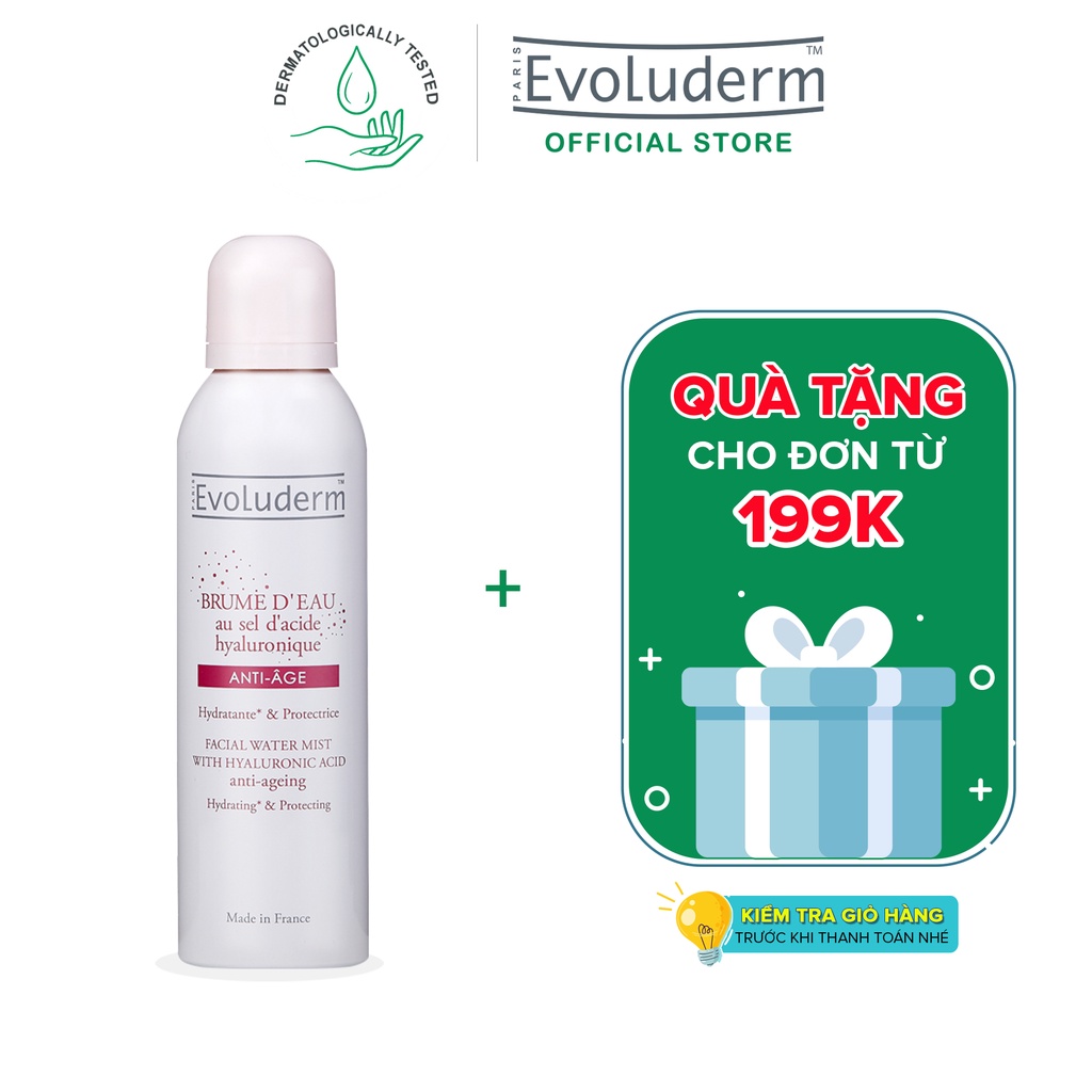 Xịt khoáng Evoluderm giúp ngăn ngừa lão hóa dưỡng ẩm và bảo vệ da tinh chất Hyaluronic Acid Salt 150ml-16275