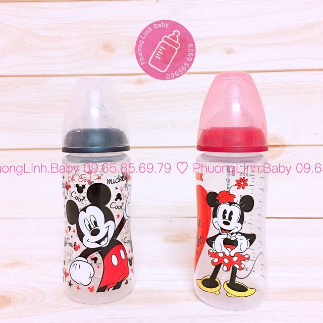 Ảnh Thật, Chính Hãng, Bình Sữa NUK Hello Kitty Premium Choice+ Nhựa PP 150ml, 300ml Núm S1-M, Micky 300ml núm S2-M