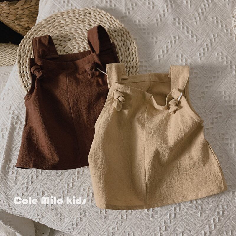 Áo sát nách chất liệu cotton lanh phong cách Nhật Bản dễ thương dành cho bé gái