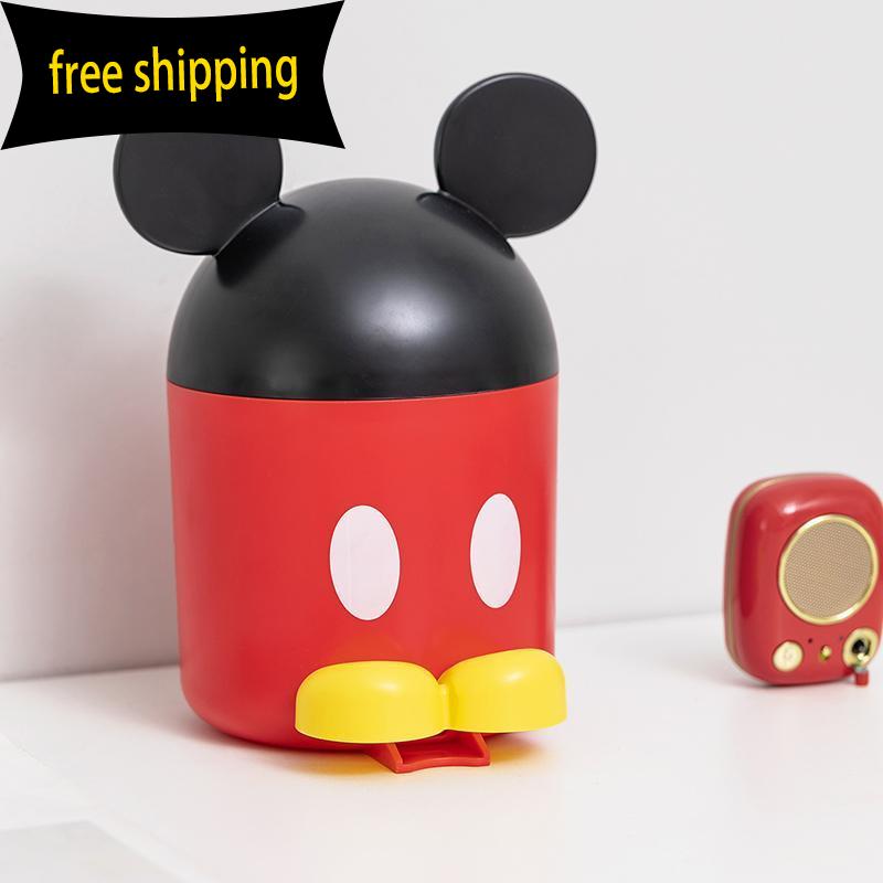 Miniso Thùng Rác Mini Hình Chuột Mickey Có Nắp Đậy Tiện Dụng Cho Gia Đình Ốp