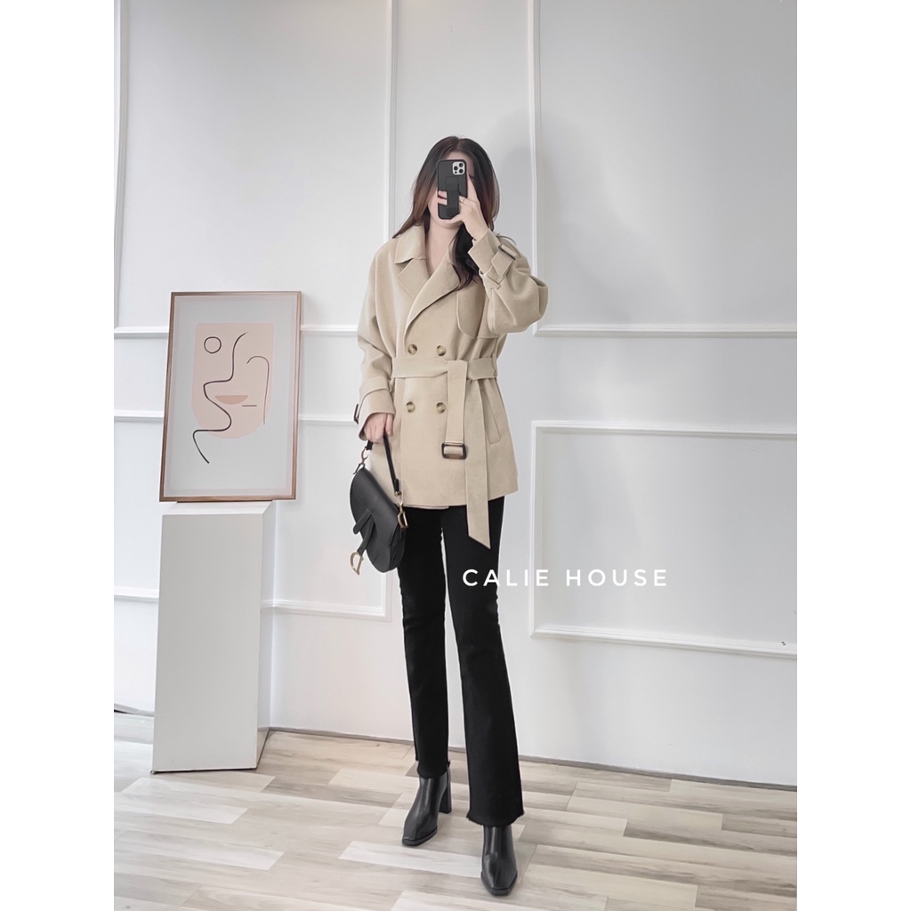 Áo trendcoat dạ len ngắn trẻ trung thời trang thiết kế nữ Calie House Ak30