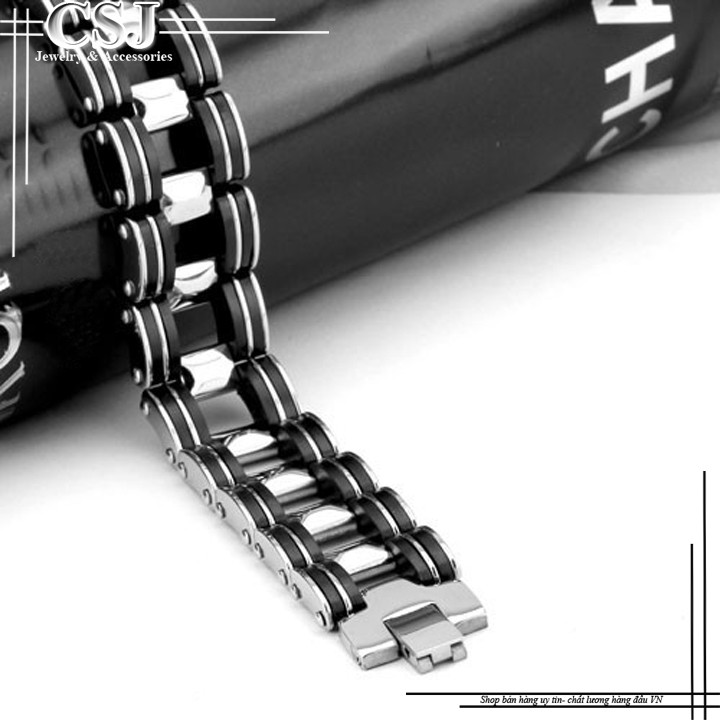 LẮC TAY INOX NAM KIỂU BÁNH XÍCH XE TĂNG CỰC TO ĐẸP không đen