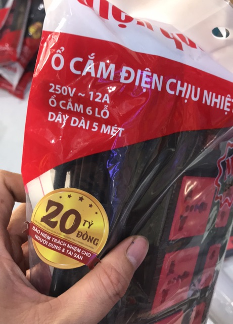 Ổ cắm  Điện Quang 6 lỗ (5m dây)chính hãng