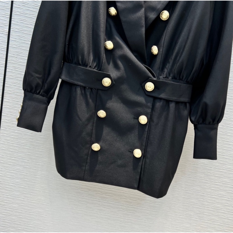 Đầm blazer dáng ngắn ôm hai hàng cúc ánh kim sang trọng thương hiệu YSL cao cấp