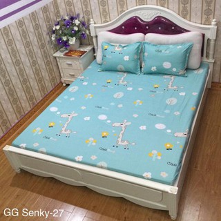 Bộ drap giường cotton lụa Hươu cao cổ (chọn mẫu)