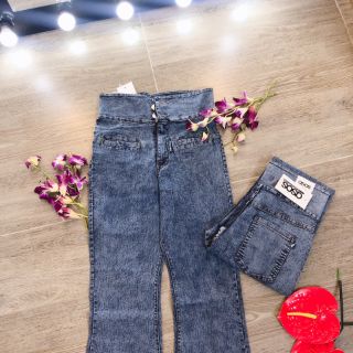 QUẦN JEAN ỐNG LOE CẠP CAO 2 NÚT