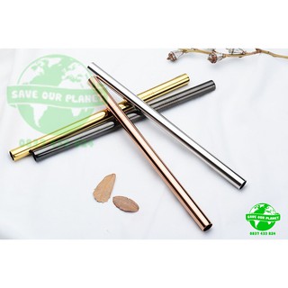 (Hàng sẵn) Ống hút Inox, không 304 size lớn 12*215mm hút trà sữa trân châu, tái sử dụng, ko gỉ và an toàn với sức khỏe
