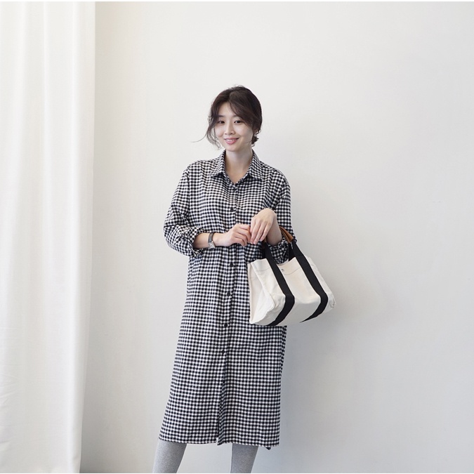 SUXI Áo Sơ Mi Tay Dài Dáng Rộng Họa Tiết Caro Phong Cách Hàn Quốc Thời Trang Cho Nữ