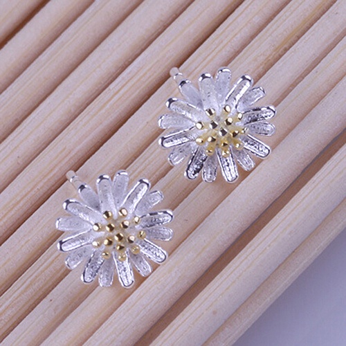 Đôi khuyên tai bạc tạo hình hoa hướng dương dễ thương dành cho nữ