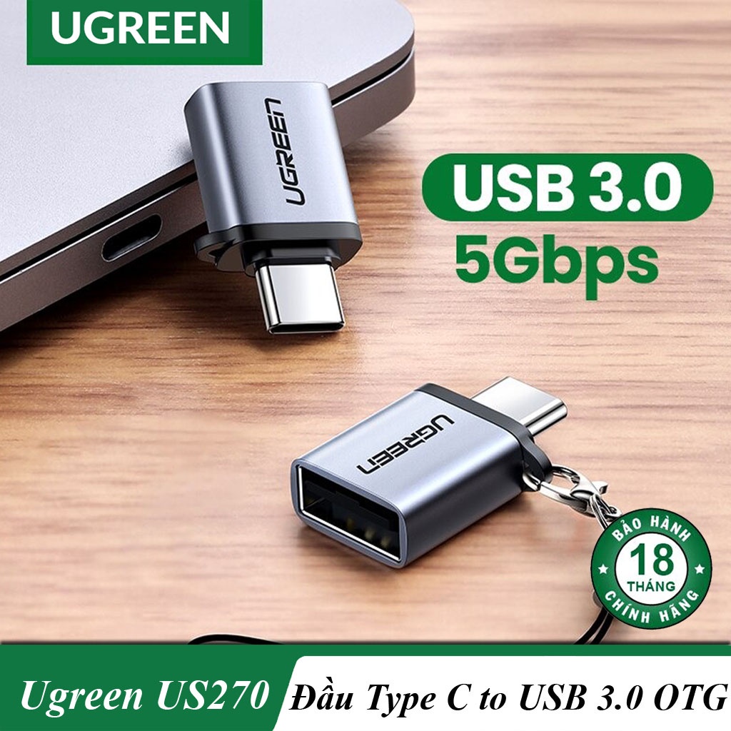 Đầu chuyển USB Type C 3.1 to USB 3.0 Ugreen 50283 50284 US270 Chính Hãng (Vỏ Nhôm)