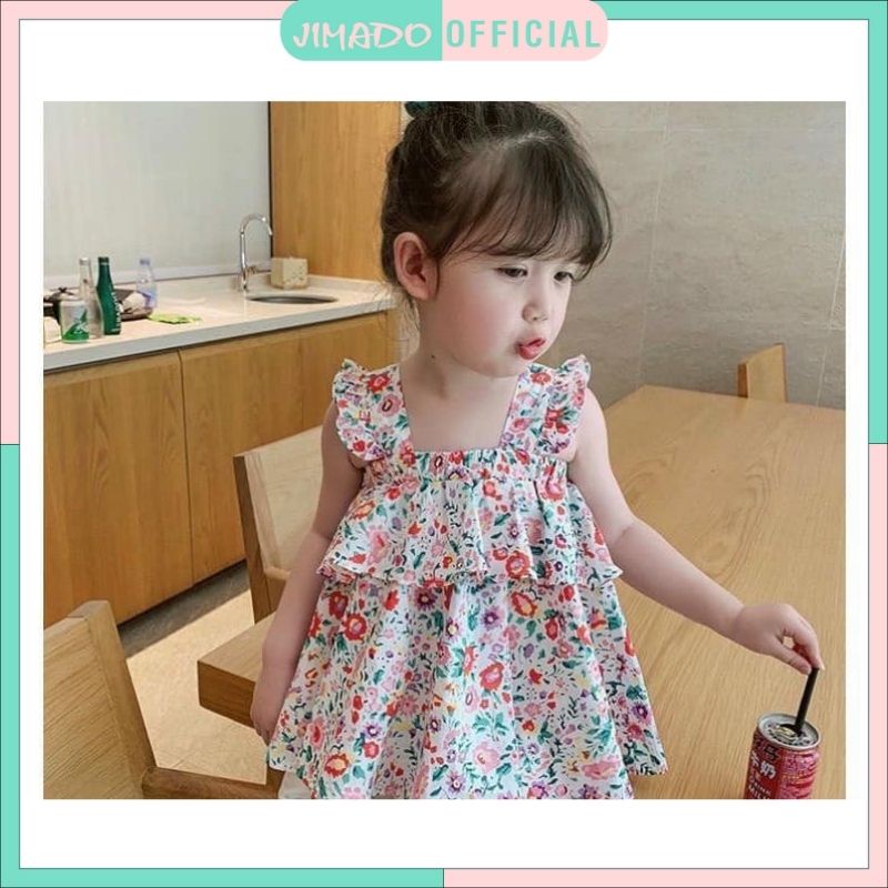 Đồ bộ bé gái mùa hè Set áo cánh tiên chun bèo ngực phối quần short trắngg JIMADO E1.098.150
