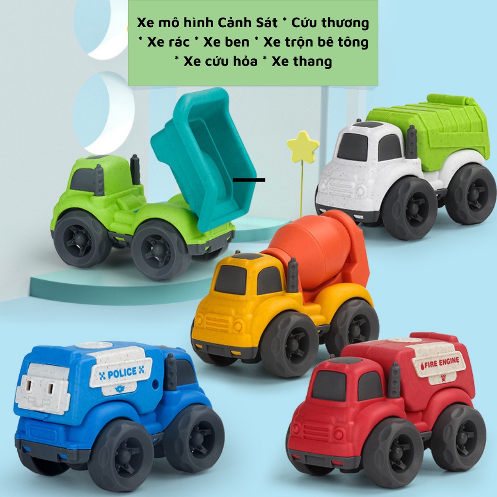 Xe mô hình Cảnh Sát/Cứu thương/Xe rác/Xe ben/Xe trộn bê tông/Xe cứu hỏa/Xe thang cho bé chất liệu nhựa an toàn