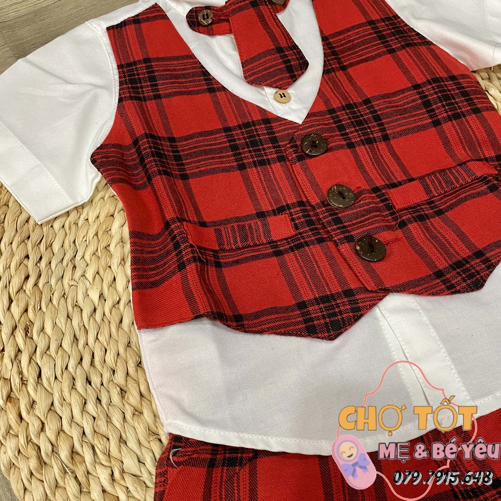 Set Áo Sơ Mi , Vest Short bé trai kèm cà vạt