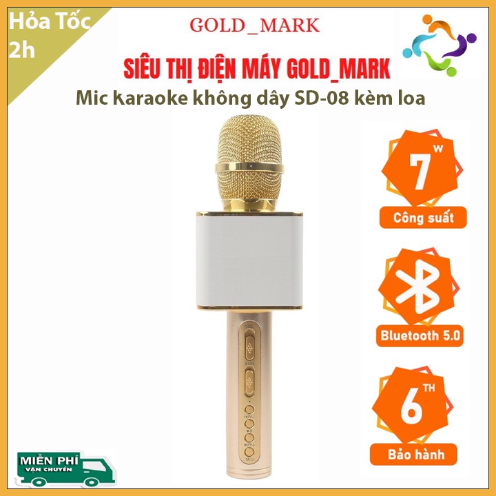 ☢️MẠI DÔ☢️ Mic Karaoke không dây SD-08 kèm loa bluetooth hàng loại 1 âm thanh cực chuẩn BH 6 tháng