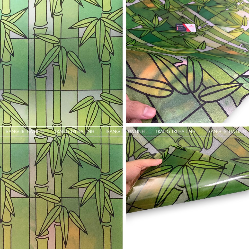 Giấy decal dán kính mờ hoa văn tre xanh dán phòng ngủ đẹp giá rẻ 0.9mx0.5m