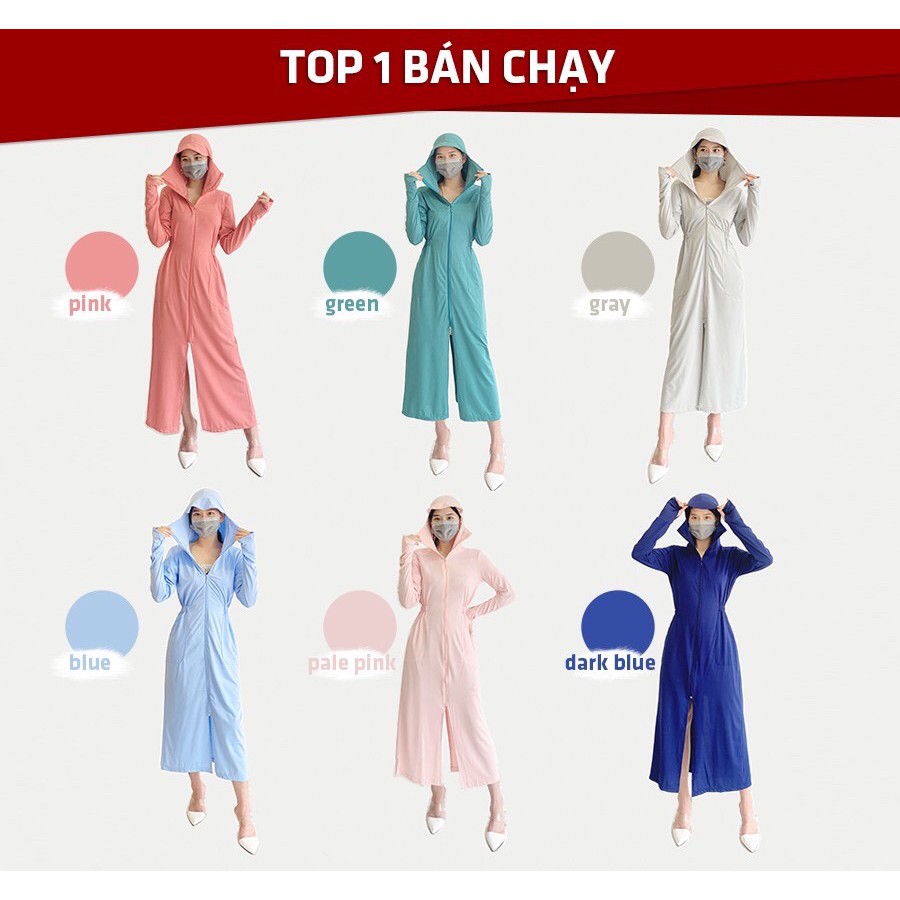 Áo chống nắng nữ toàn thân dáng dài chống tia UV; A06 - HERSTORE