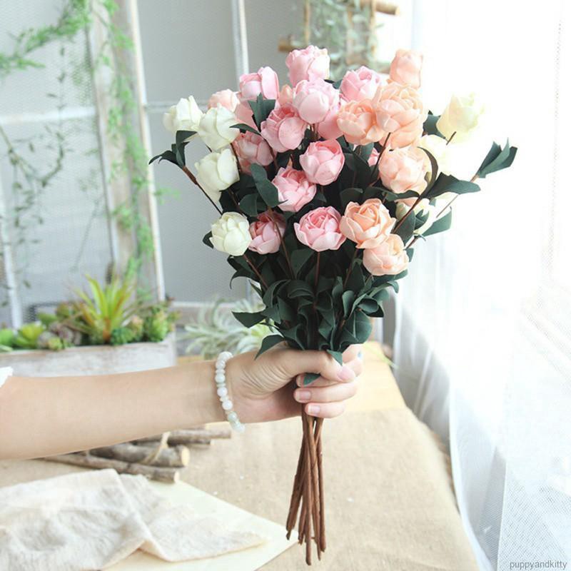 Set 6 cành hoa hồng nhân tạo bằng PE xinh xắn đáng yêu