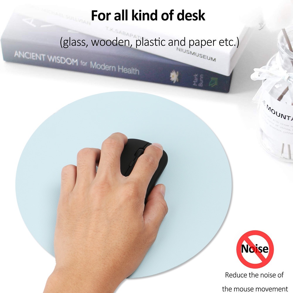 Tấm Lót Chuột Da PU Chống Trượt Chống Thấm Nước Hình Tròn 22X22CM