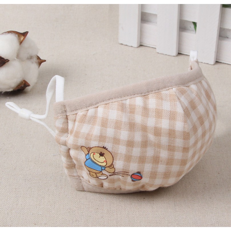 Khẩu trang vải cotton 3 lớp quai rút cho bé 0-3 tuổi