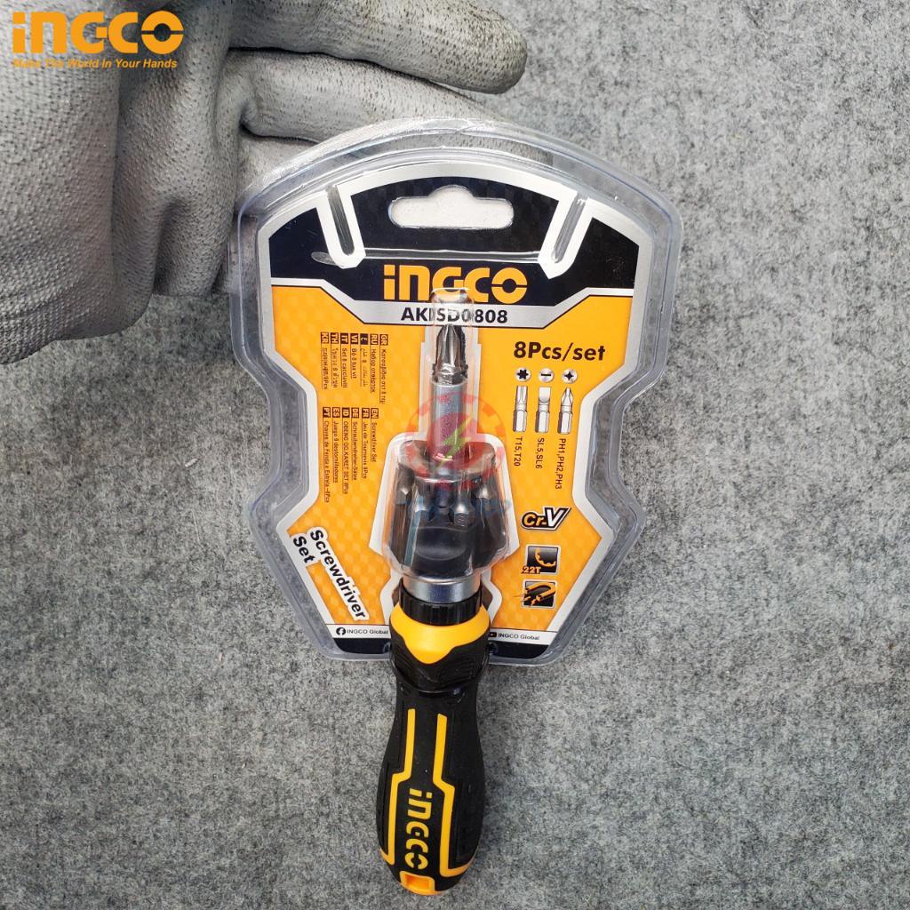 Bộ tua vít đa năng 8 chi tiết INGCO AKISD0808 đóng mở 2 chiều tự động có nam châm sửa điện thoại máy tính
