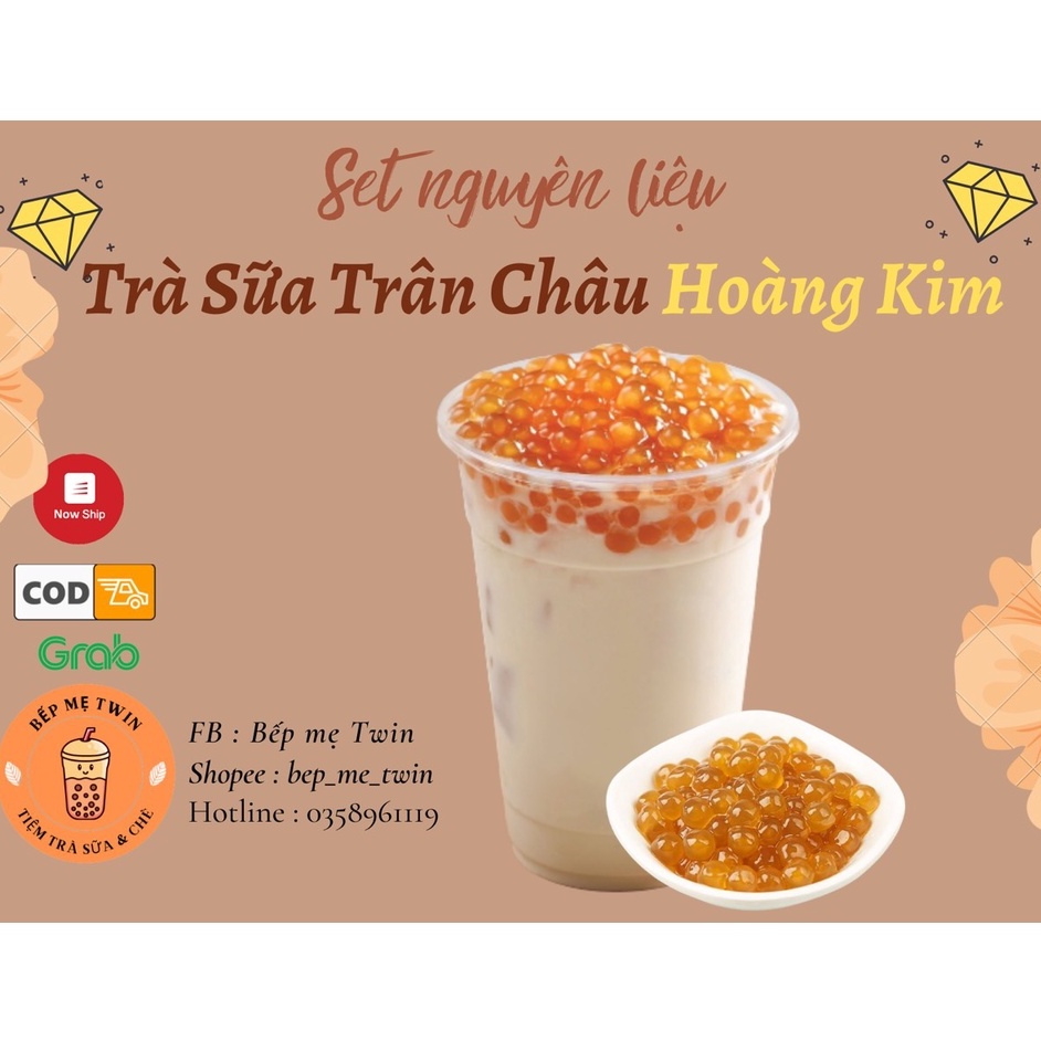 Set Nguyên Liệu Trà Sữa Trân Châu Hoàng Kim 25-30 Ly - Bếp Mẹ Twin