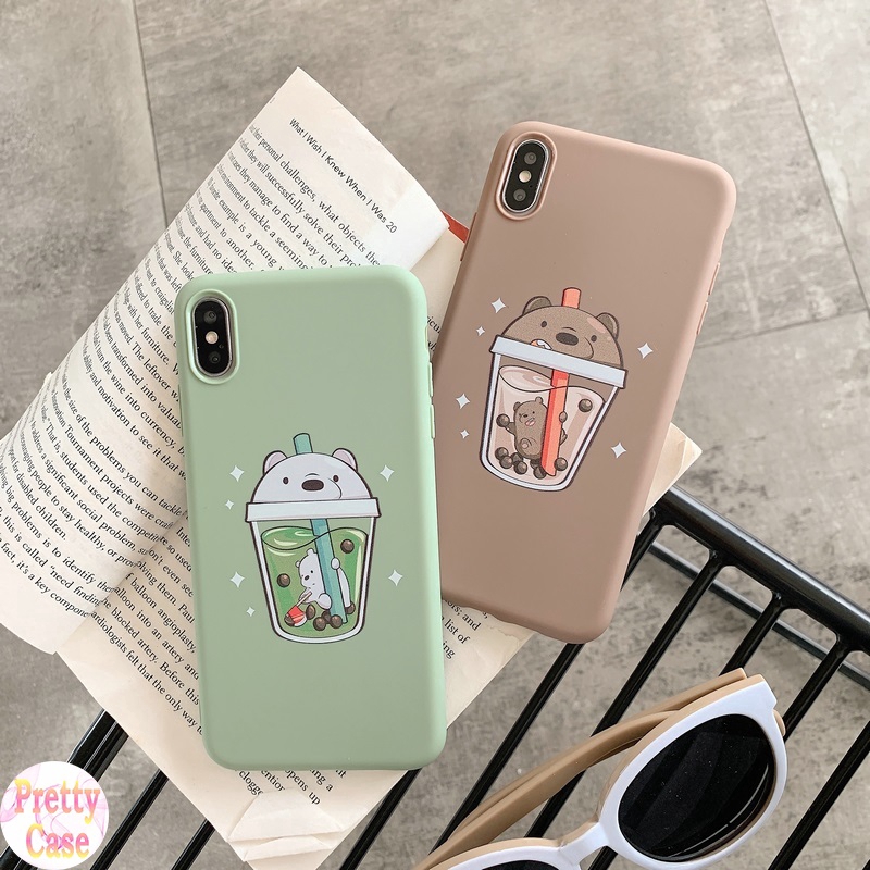 Ốp lưng hình trà sữa gấu xinh xắn cho Xiaomi Poco X3 M3 Redmi Note 10S 10 9S 9 8 Pro 7 5 9T 9A 9C 8A