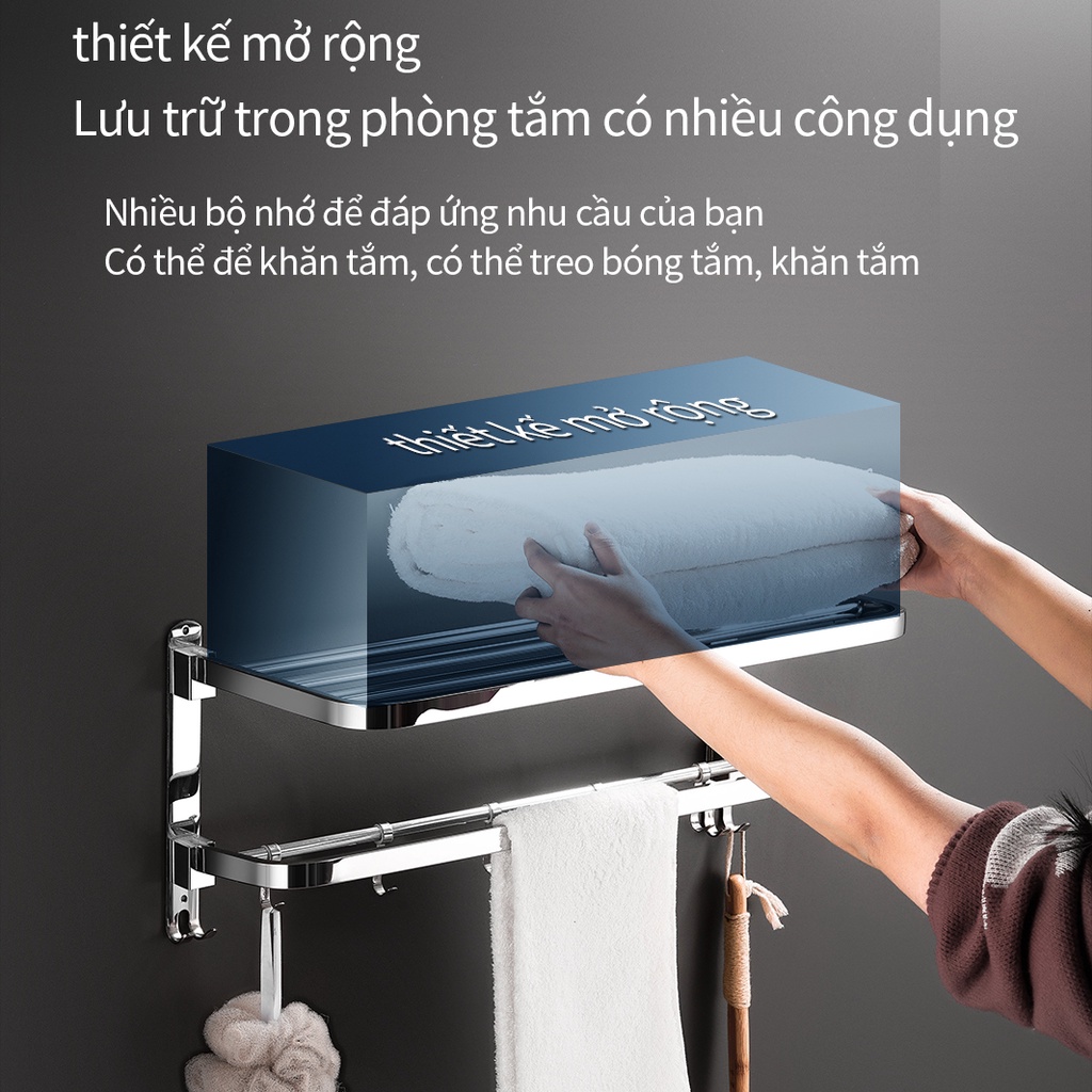 Giá treo khăn phòng tắm XINKUNLON thép không gỉ 304 khả năng chịu lực mạnh mẽ gấp gọn lại được cao cấp