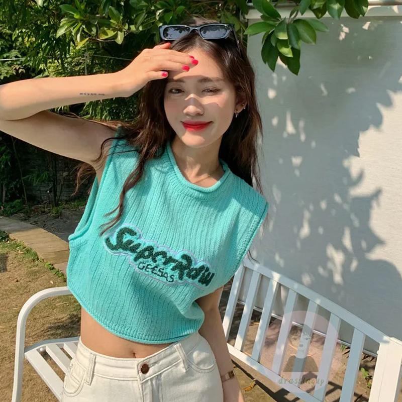 Áo Ba Lỗ Cổ Tròn In Chữ Thời Trang Mùa Hè Dành Cho Nữ