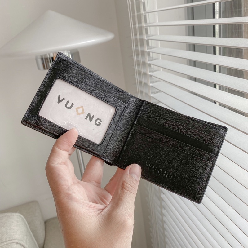 Ví Vuông Focus Double màu đen da thật