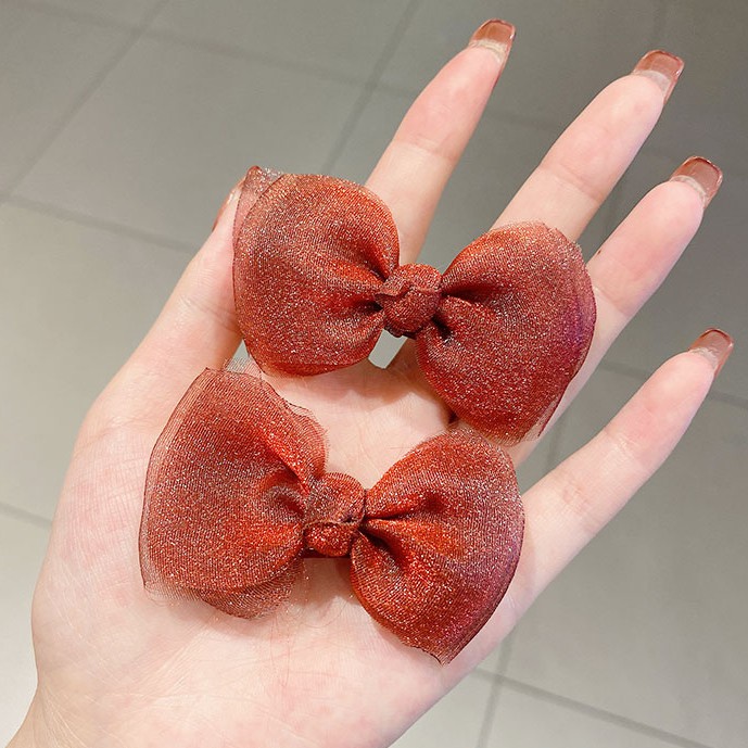 Set 2 kẹp tóc nơ phong cách công chúa thời trang xinh xắn cho bé gái