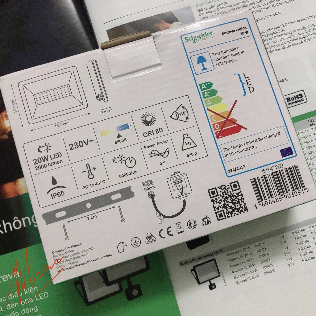 Đèn pha Led Mureva FL công suất 20w 30w 50w |thương hiệu Schneider - Pháp chính hãng|