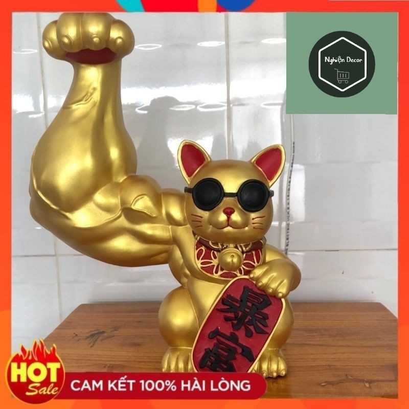 Mèo thần tài [ TẶNG MÓC KHÓA ] mèo thần tài cơ bắp lực sĩ cục súc tay đô tay lớn phát tài phát lộc thịnh vượng | BigBuy360 - bigbuy360.vn