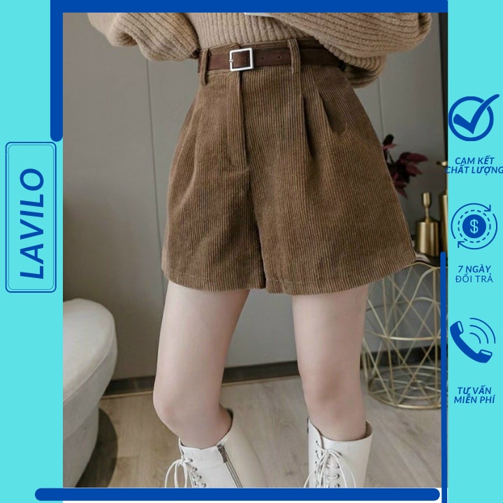 Quần short nữ nhung tăm cao cấp mùa hè - Quần đùi nữ mặc nhà LAVILO QD01