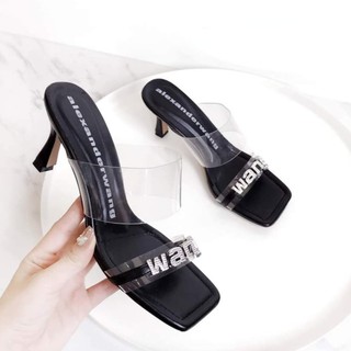 [Mã FASHIONGREEN15 giảm 10% tối đa 30k đơn từ 99k] {Siêu Hot} GUỐC NỮ QUAI TRONG CHỮ WANG ĐÍNH ĐÁ